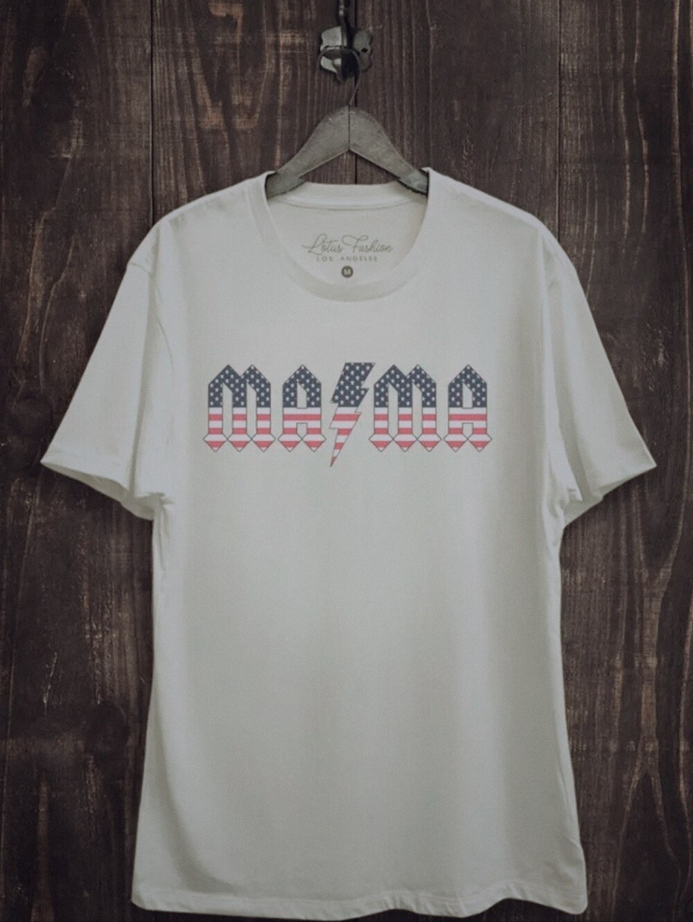 🩷GUC Lotus Fashion "MA⚡️MA Stars & Stripes Graphic Tee" 💯% Cotton🙌🏻White🤍XL